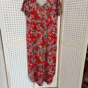 Vibrant Red Floral Maxi Dress